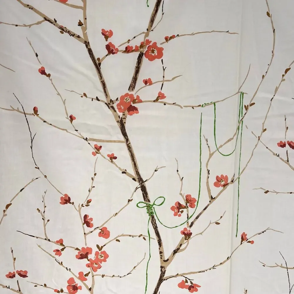 70s Cherry Blossom Branch Sheet Set 1970s Vintage Queen Flat and Fitted Sheets